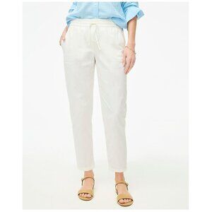 J. Crew Linen Cotton Blend Drawstring Straight Leg Pants White Size 4 NWT